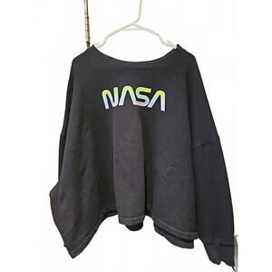 Hyper Space- NASA cropped Sweatshirt- Oversized Size 3XL- Black